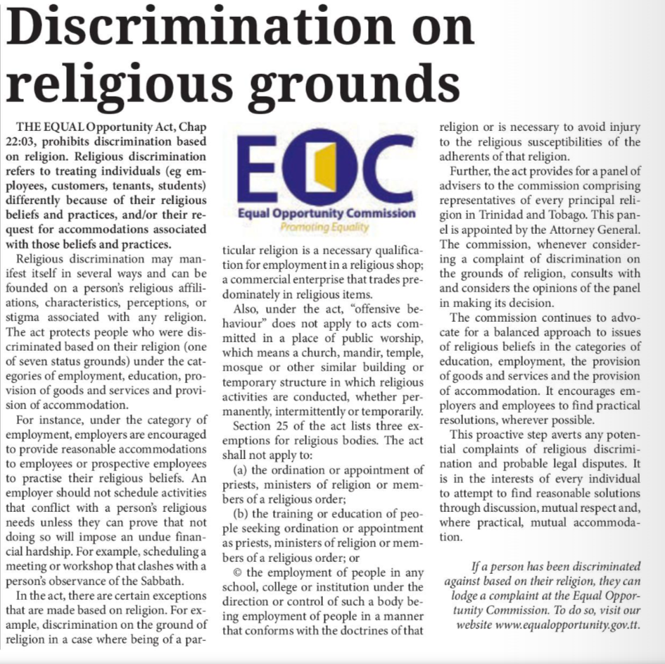 Discrimination on religious grounds